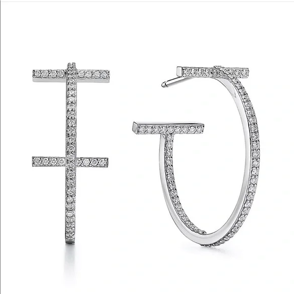 Tiffany & Co. Diamond Hoop Earrings - Picture 2 of 10